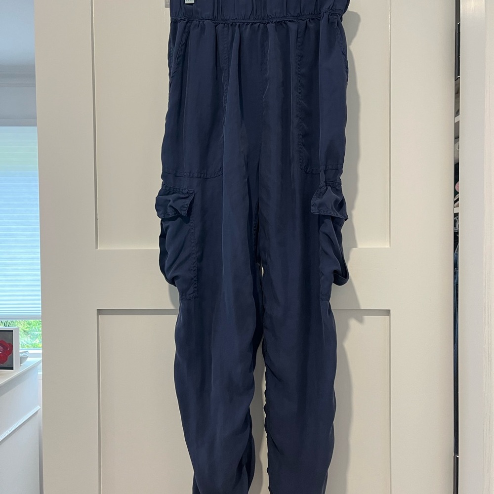 Unsubscribed washable silk  Navy Blue Cargo Pants